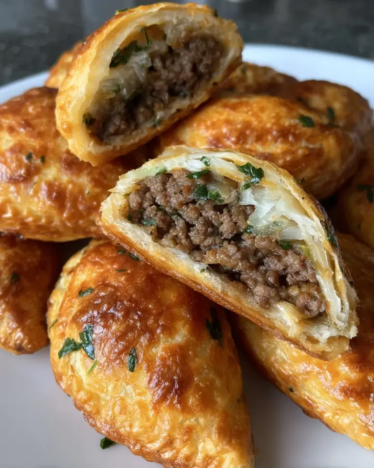 Blätterteig gefüllt mit Hackfleisch und Käse