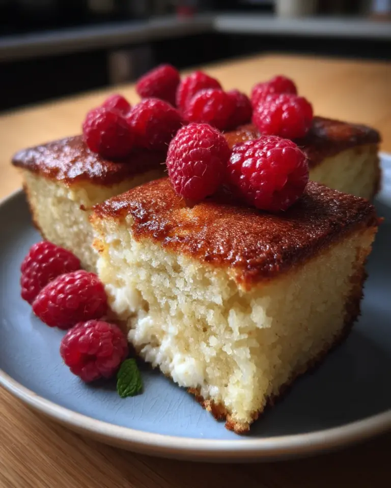 Butterkekskuchen mit Himbeeren und Pudding