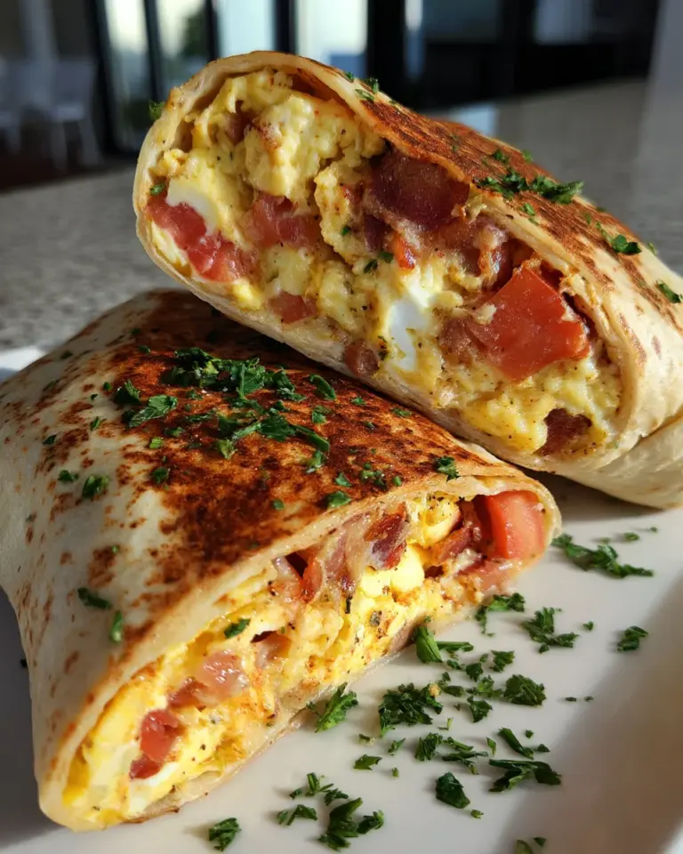 Einfacher Frühstückswrap mit Ei, Käse und Tomaten
