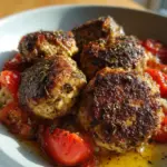 Frikadellen mit Tomaten und Zwiebeln