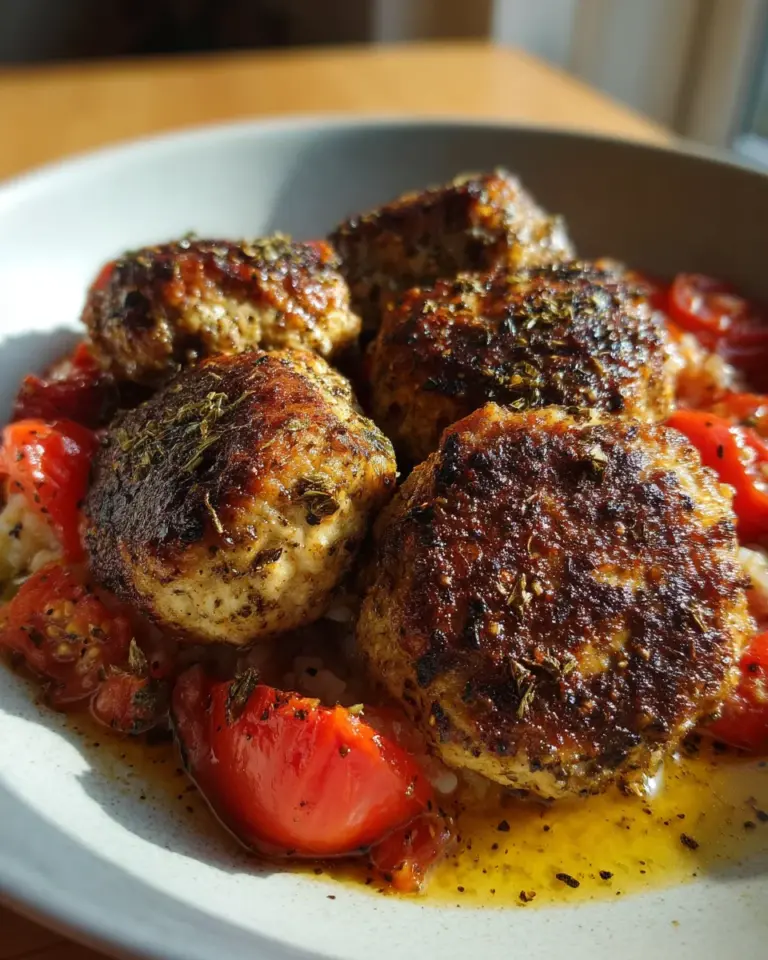 Frikadellen mit Tomaten und Zwiebeln