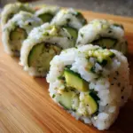 Gesunde Gemüserolle gefüllt mit Avocadocreme