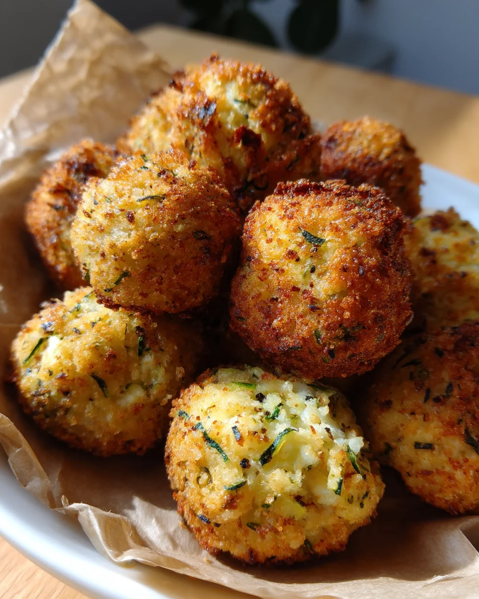 Knusprige Zucchini-Feta-Bällchen