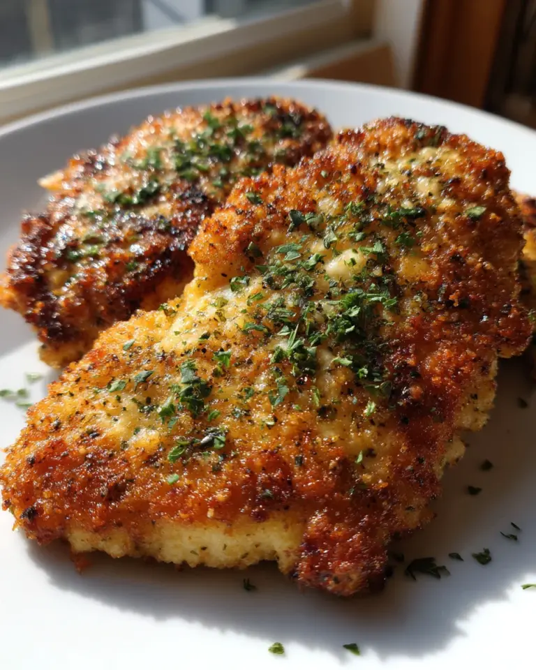 Knuspriges Parmesan-Hähnchen mit cremiger Alfredo-Soße
