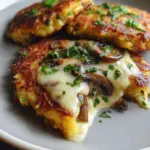 Mozzarella Rösti mit Zwiebel-Pilzrahmsoße