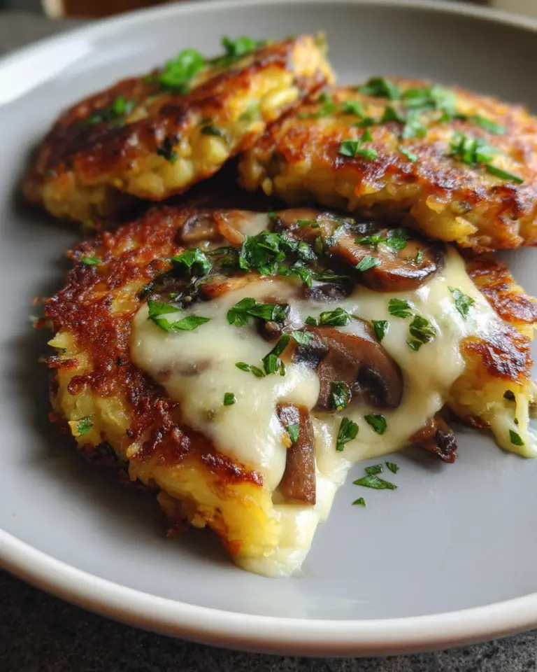 Mozzarella Rösti mit Zwiebel-Pilzrahmsoße
