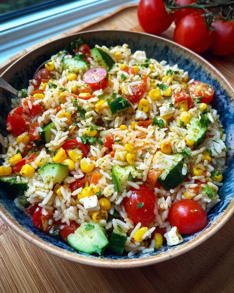 Bunter Reissalat mit Pesto Dressing