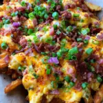Chili Cheese Fries (Pommes mit Käse und turkey bacon überbacken)