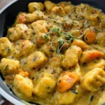 Cremige Gnocchi-Pfanne mit Kürbis und Curry