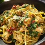 Cremige Pasta-Pfanne mit Hähnchen und Pestosauce