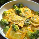 Cremige Ravioli Pfanne mit Brokkoli