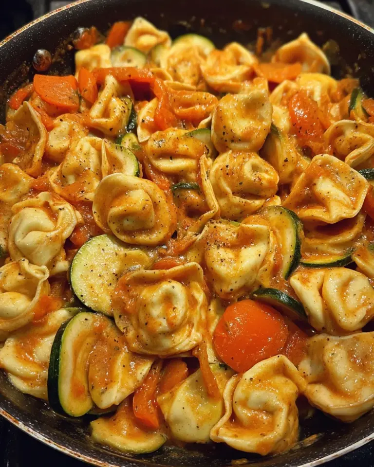 Cremige Tortellini Pfanne mit Gemüse