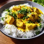 Cremiges Hähnchen-Curry mit Kokosmilch und Reis