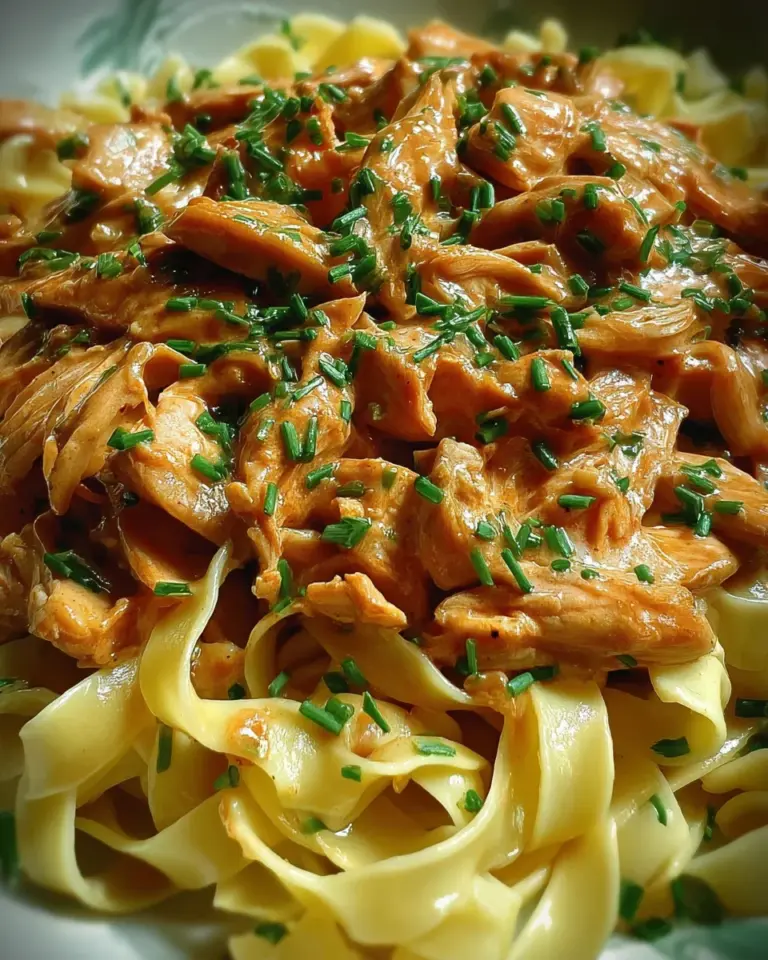 Cremiges Hähnchenragout mit Bandnudeln