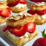 Erdbeer Bienenstich Teilchen aus Blätterteig