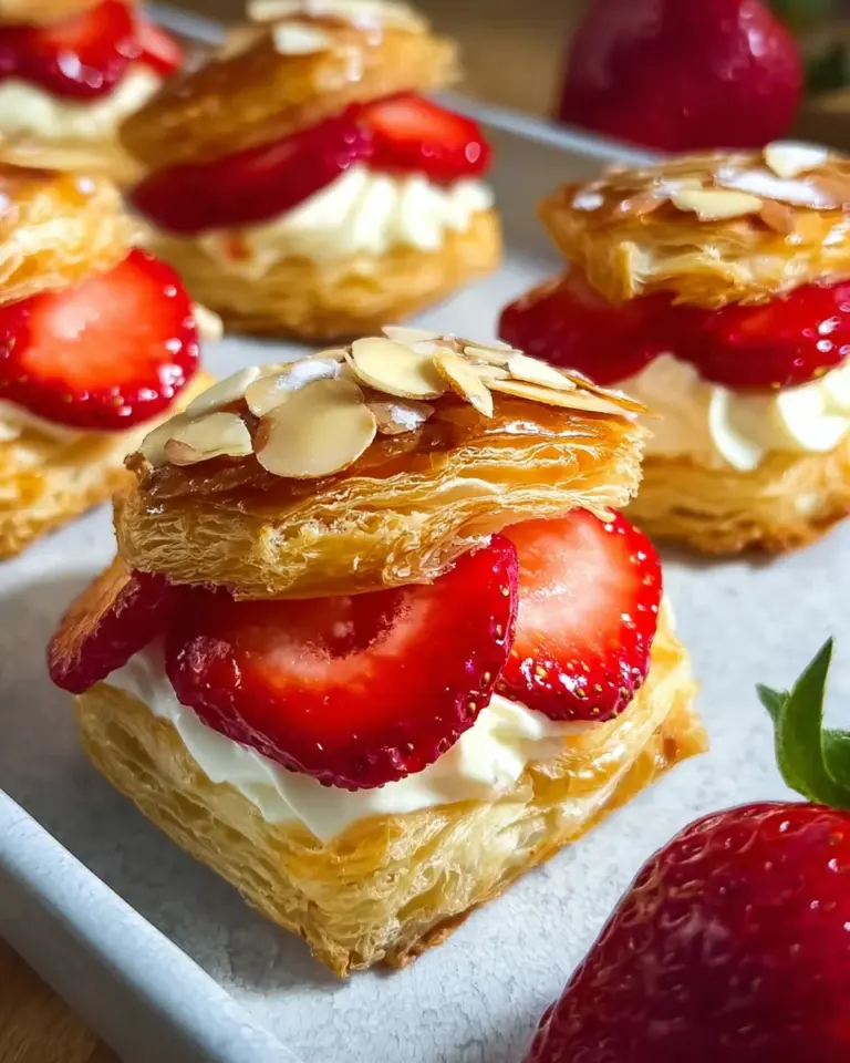 Erdbeer Bienenstich Teilchen aus Blätterteig