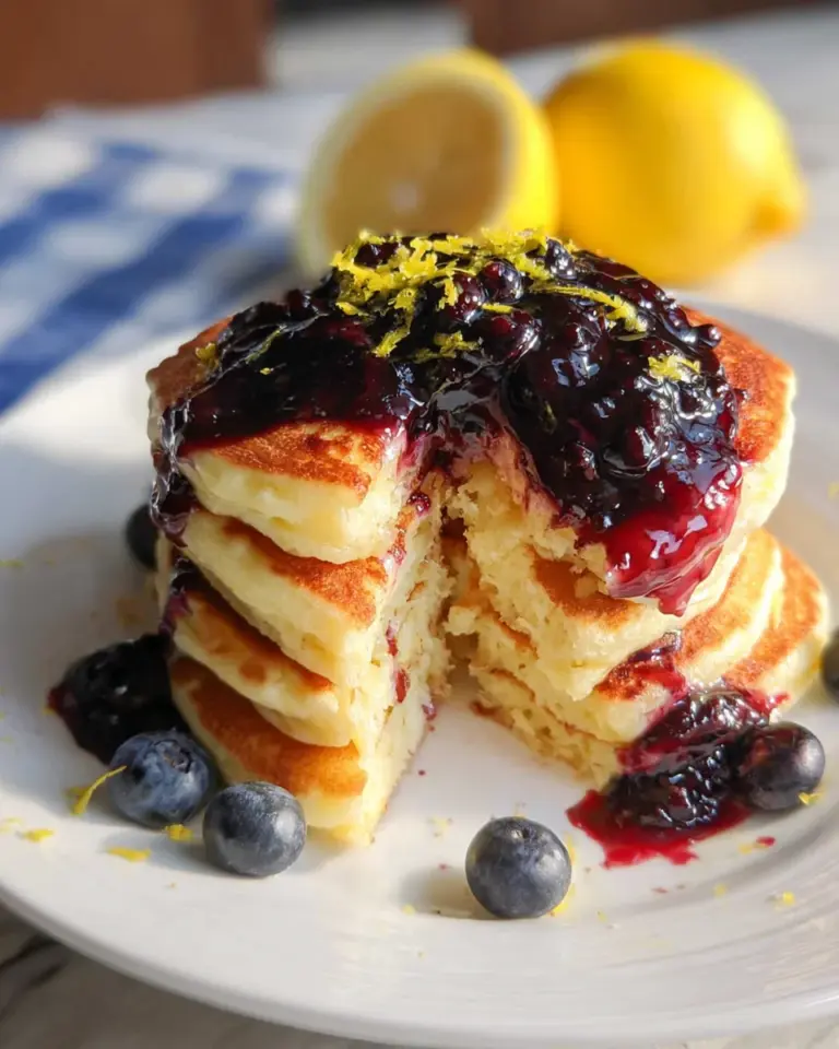 Fluffige Pancakes mit Blaubeer Sauce