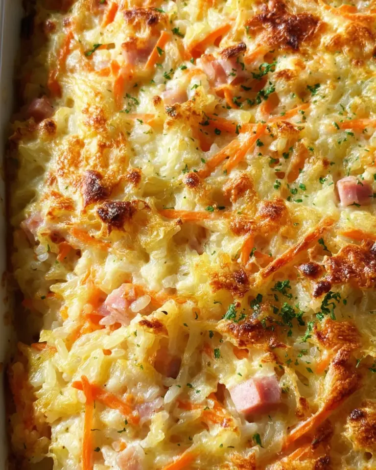 Gebackener Reis mit Schinken und Käse