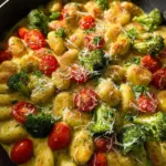 Gnocchi Pfanne mit Brokkoli und Tomaten in Pestorahm