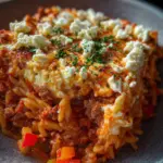 Griechischer Nudel-Hackfleisch Auflauf mit Feta