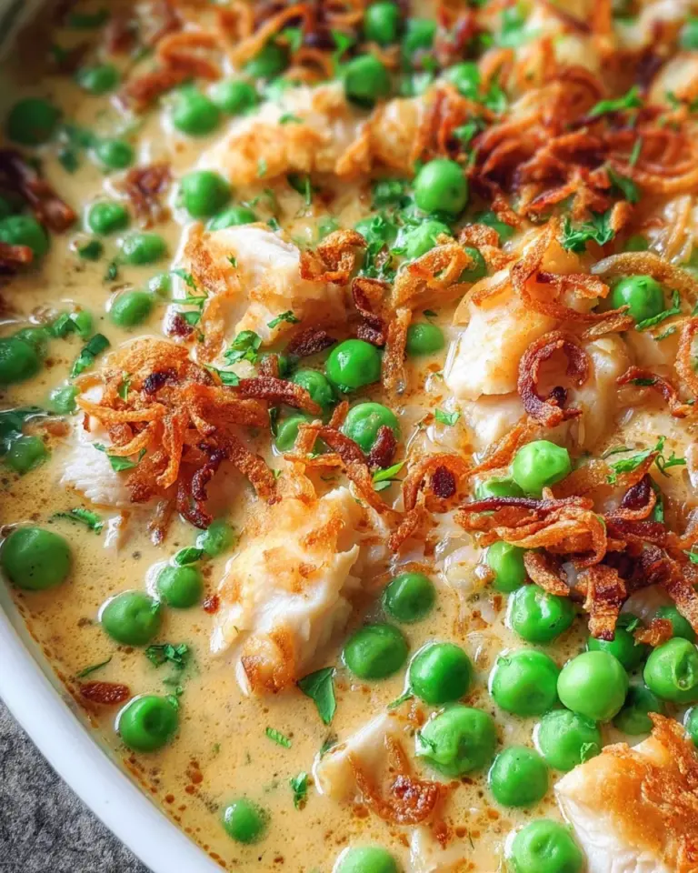 Hähnchen mit Erbsen in Senf-Sahne-Sauce