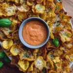 Knusprige Pasta Chips mit cremigem Dip