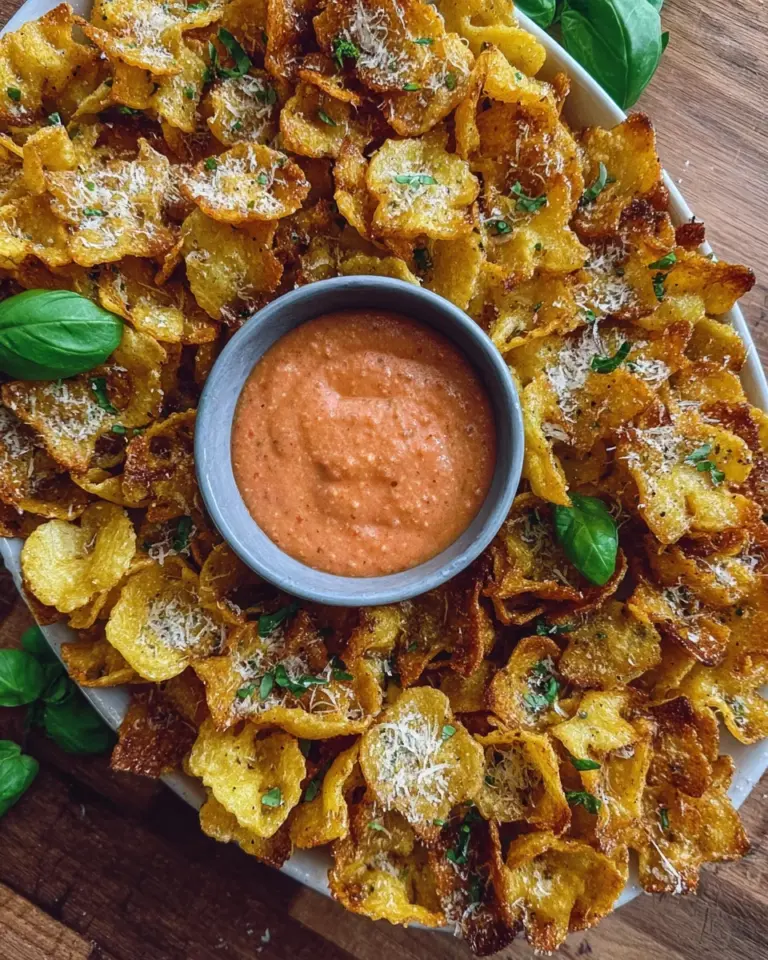 Knusprige Pasta Chips mit cremigem Dip