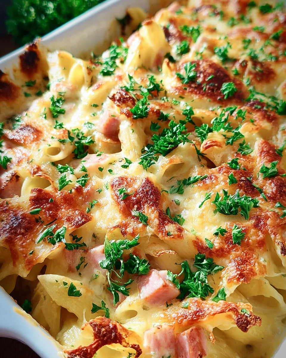 Nudel-Schinken-Gratin