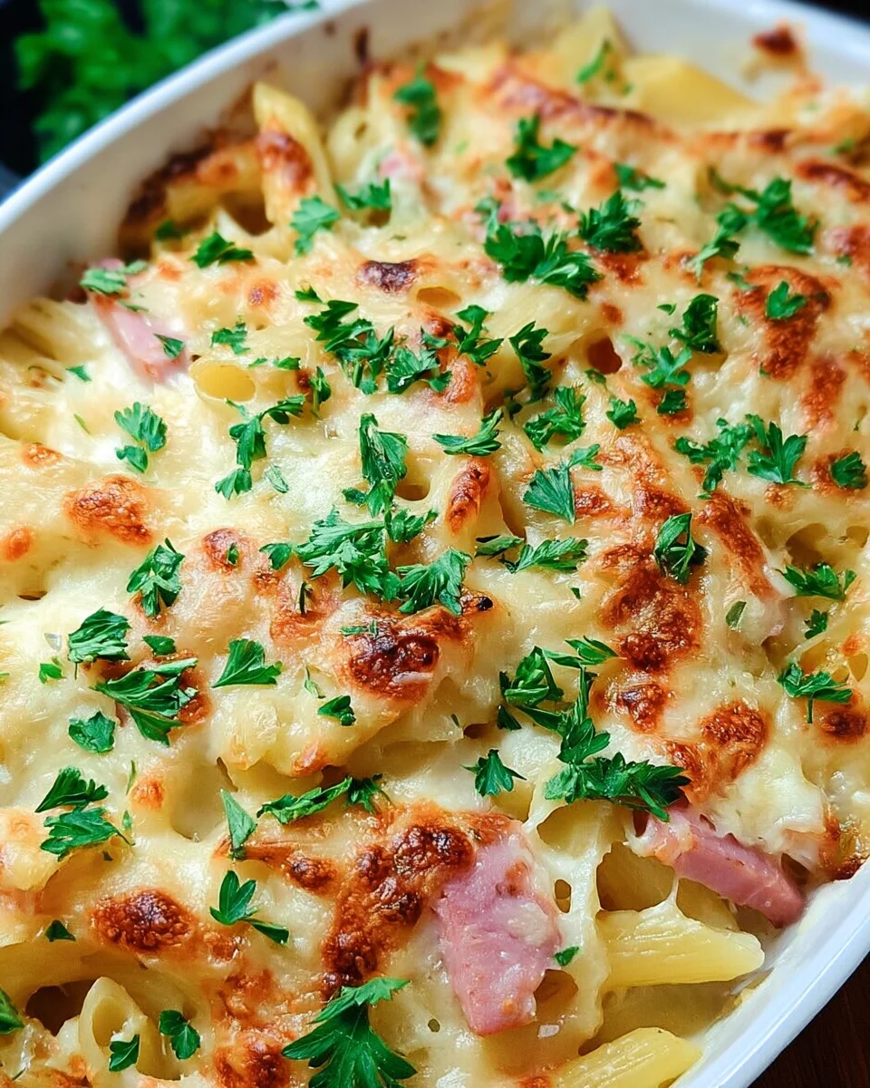 Nudel-Schinken-Gratin