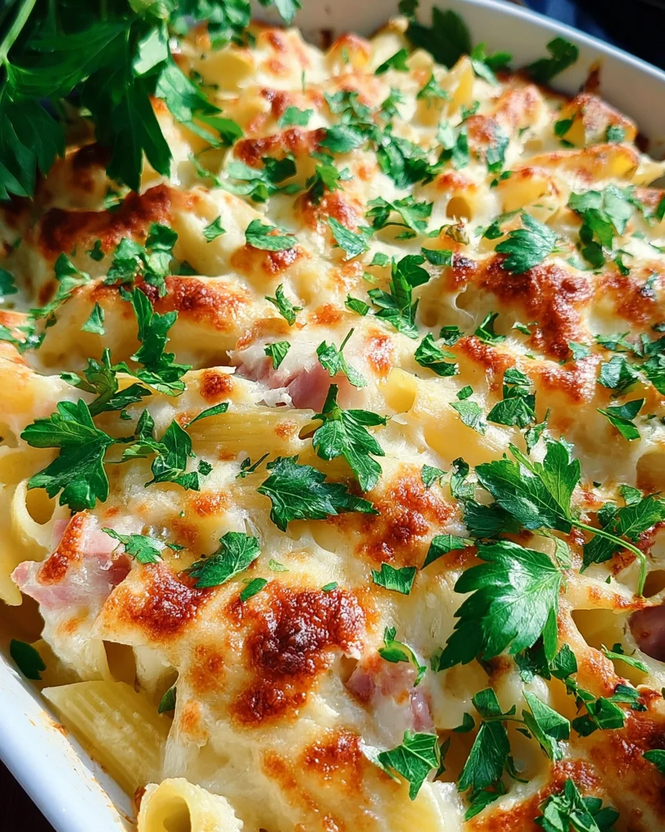 Nudel-Schinken-Gratin