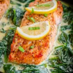 Ofenlachs mit cremigem Spinat