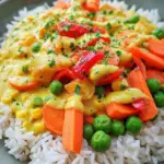 Reis mit Gemüse-Frischkäse-Sauce