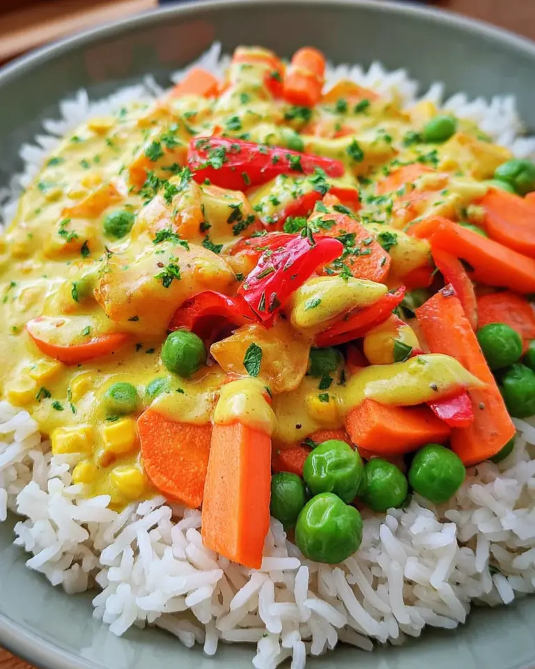 Reis mit Gemüse-Frischkäse-Sauce