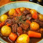 Schmortopf mit Rindfleisch, Kartoffeln und Möhren