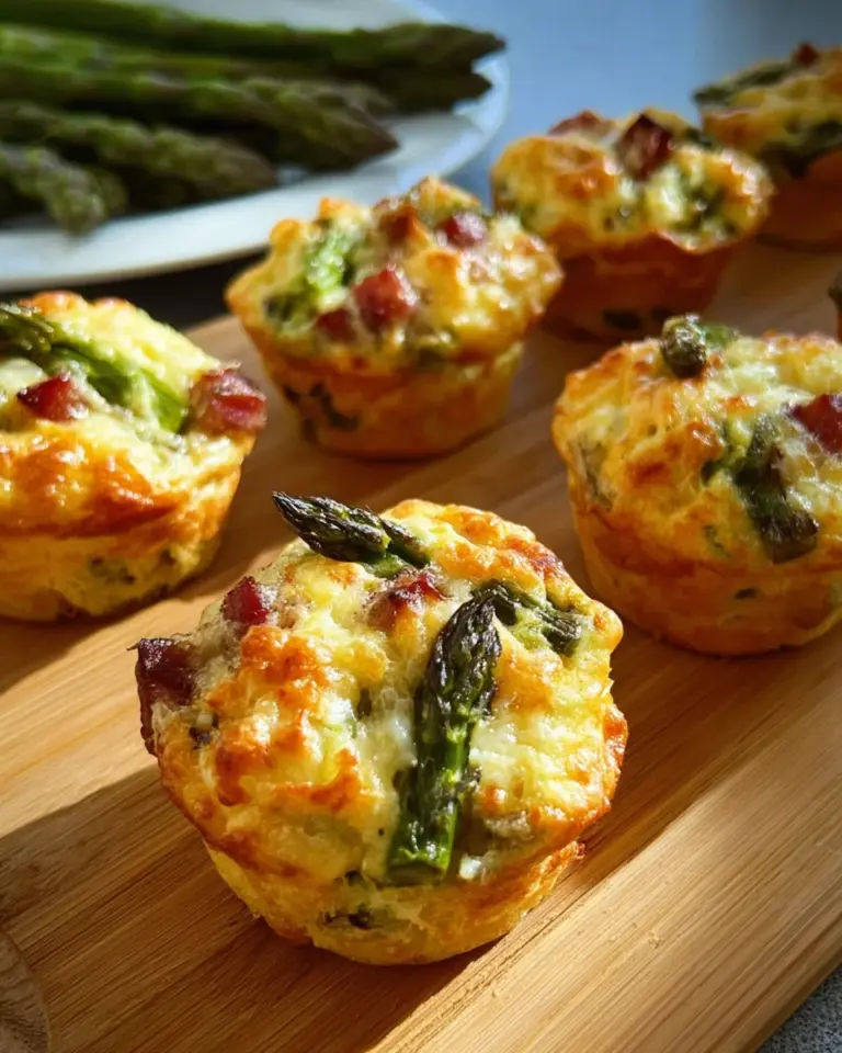 Spargelmuffins mit Schinkenwürfel
