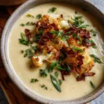 Vegane Blumenkohlsuppe mit Kokos-Speck