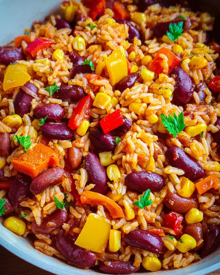 Vegane Mexikanische Reispfanne mit Bohnen & Mais
