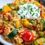 Vegetarische Reispfanne mit Gemüse