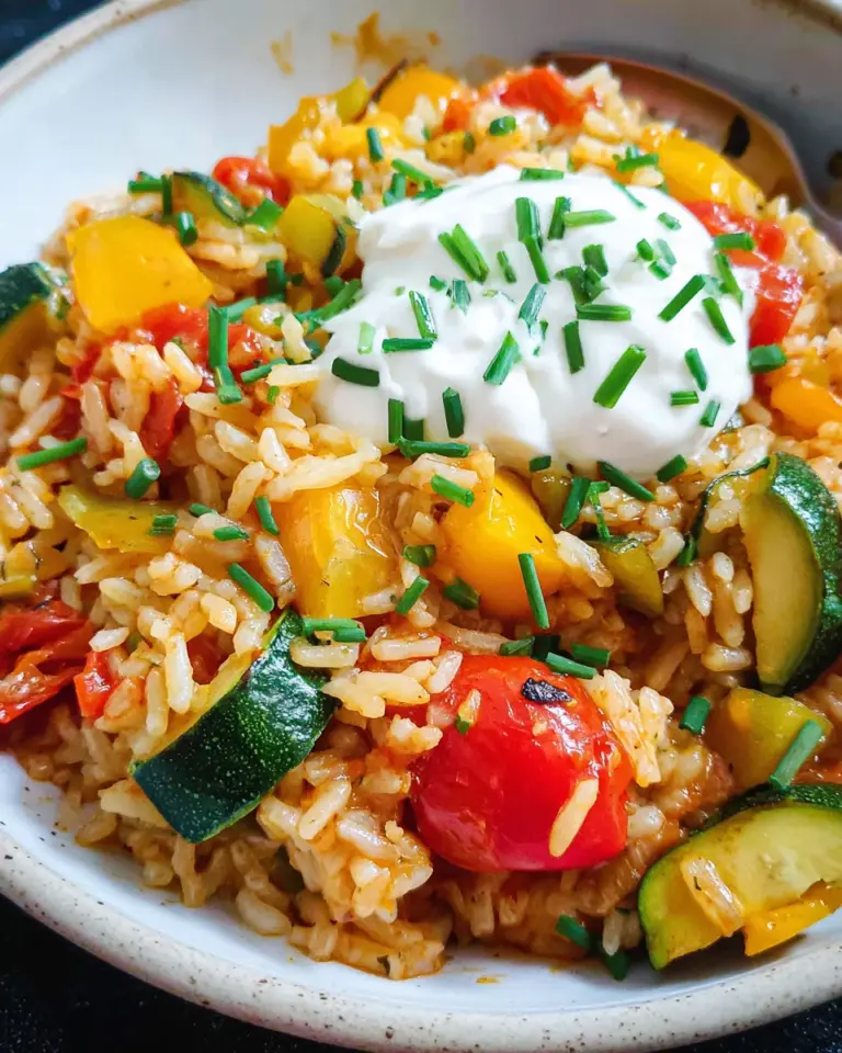 Vegetarische Reispfanne mit Gemüse