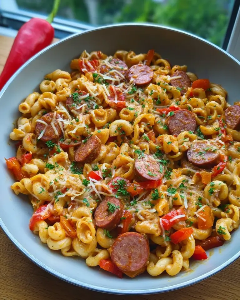 Würzige One-Pot Pasta mit Krakauer und Paprika