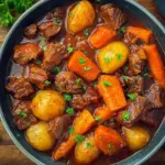 Zarter Gulasch Eintopf mit Kartoffeln und Möhren