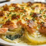 Zarter Lachs Auflauf mit Kartoffeln