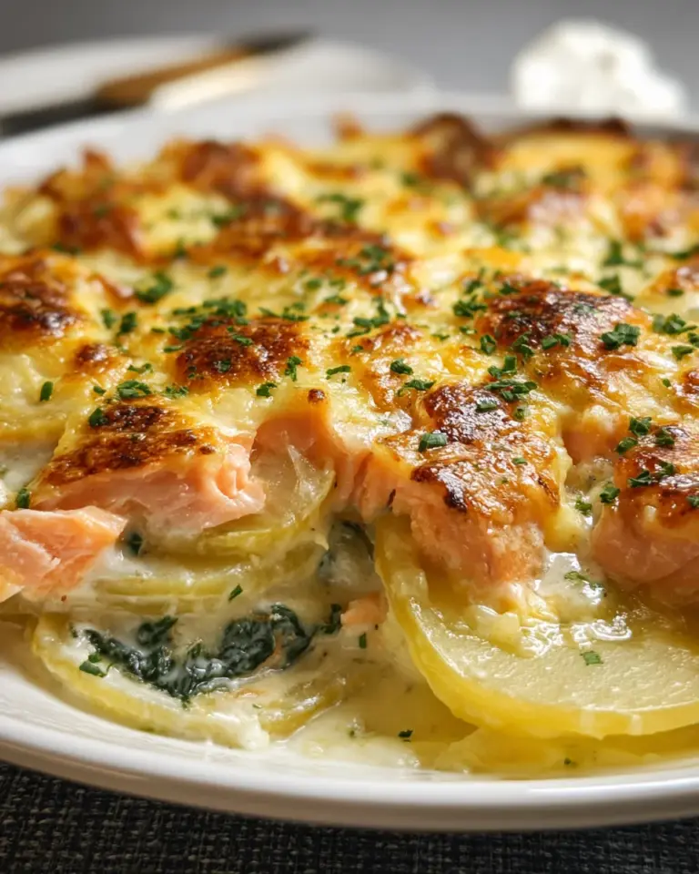 Zarter Lachs Auflauf mit Kartoffeln